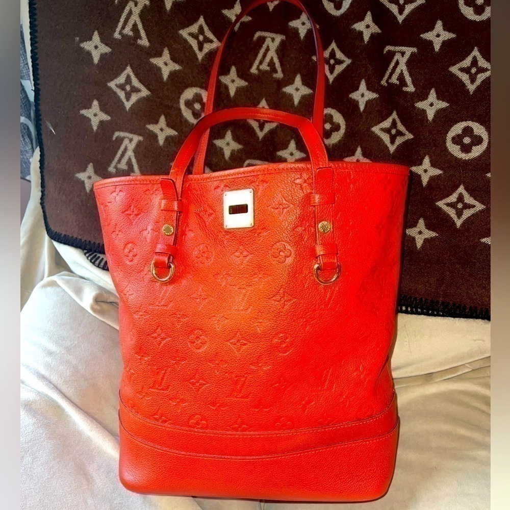LOUIS VUITTON EMPREINTE LEATHER RED CITADINE PM TOTE BAG